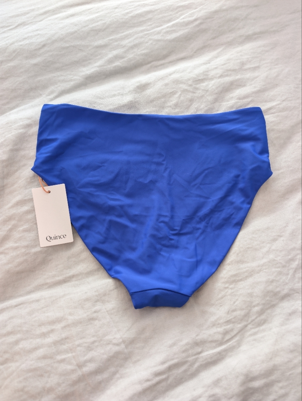 NWT Quince Royal Cobalt Blue Italian High Waisted Bikini Bottom Size Large - Picture 3 of 5